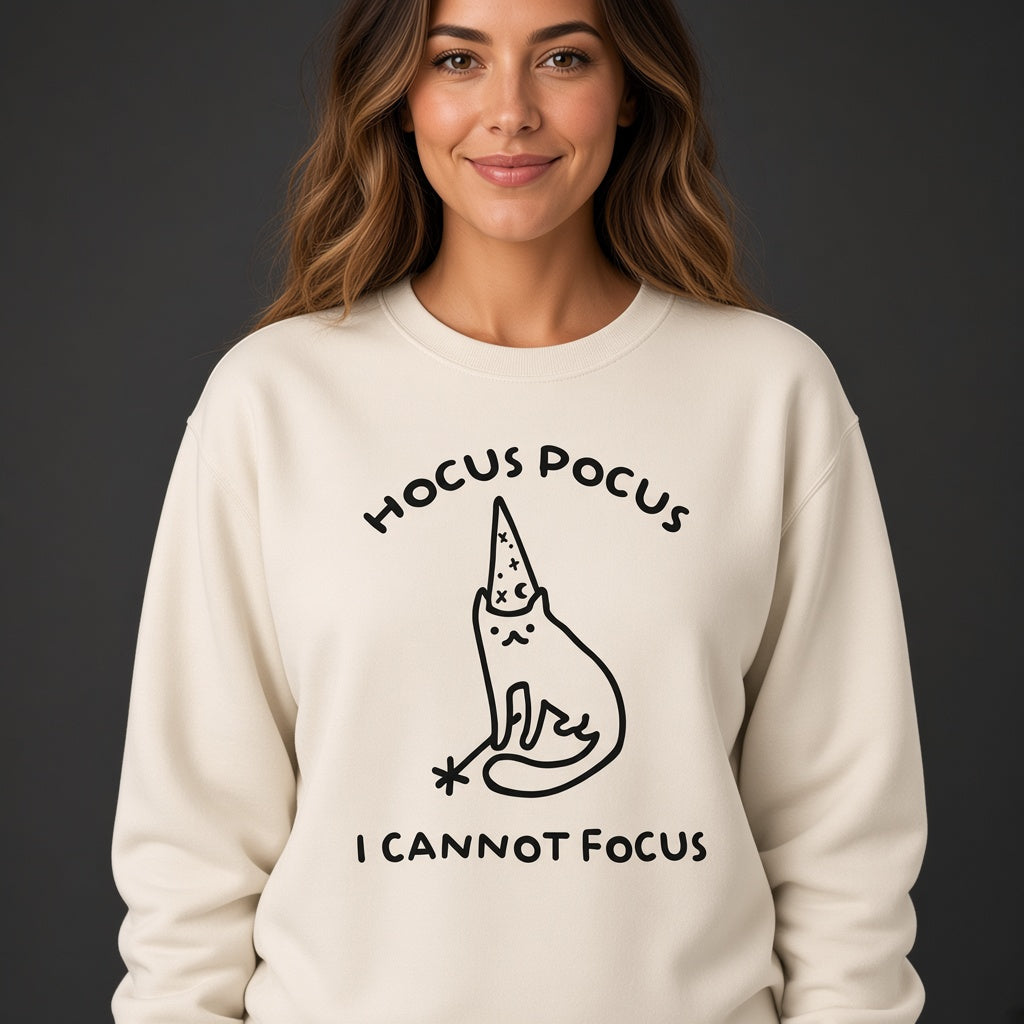 Hocus Pocus I Cannot Focus Funny Cat Sweatshirt