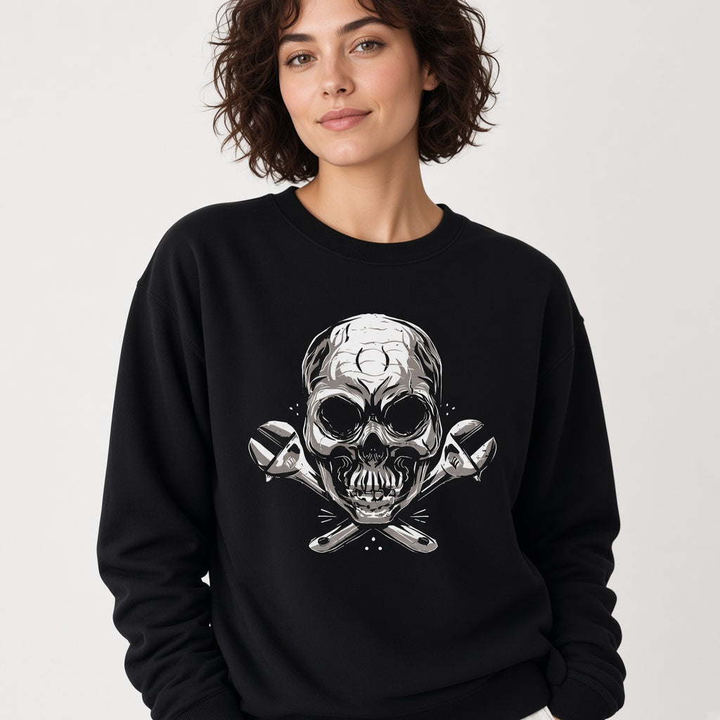 Skull with spanners sweatshirt, funny sweatshirt, graphic shirts, unisex tshirt, printed sweatshirt
