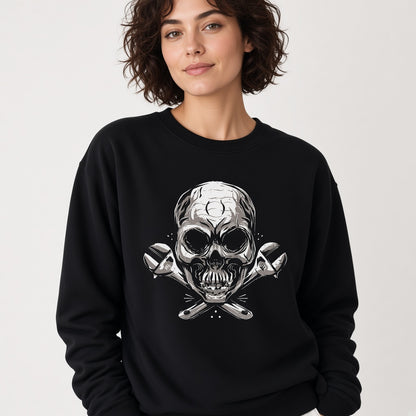 Skull with spanners sweatshirt, funny sweatshirt, graphic shirts, unisex tshirt, printed sweatshirt