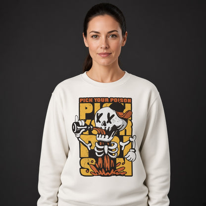 Skeleton with bottle sweatshirt, funny sweatshirt, graphic shirts, unisex tshirt, printed sweatshirt