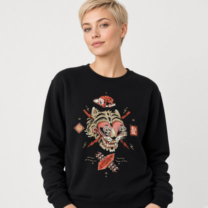 Crazy tiger sweatshirt, funny sweatshirt, graphic shirts, unisex tshirt, printed sweatshirt