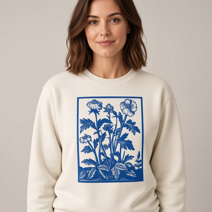 Vintage Blue Wildflower Graphic Sweatshirt