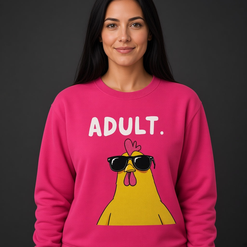 Adult Chicken in Sunglasses Funny Sweatshirt