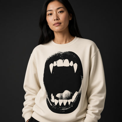 Vampire Fangs Scream Mouth Funny Halloween Sweatshirt