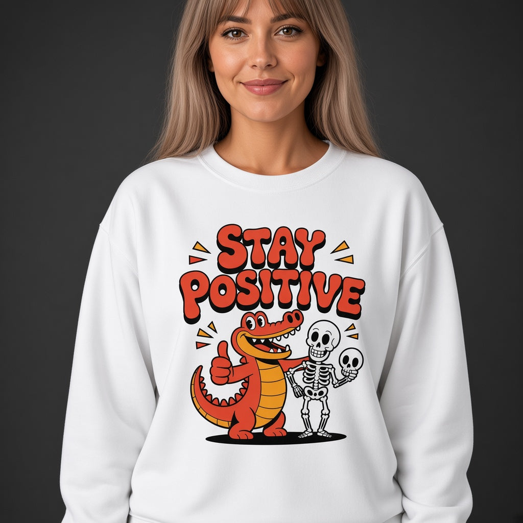Stay Positive Alligator Thumbs Up Funny Sweatshirt