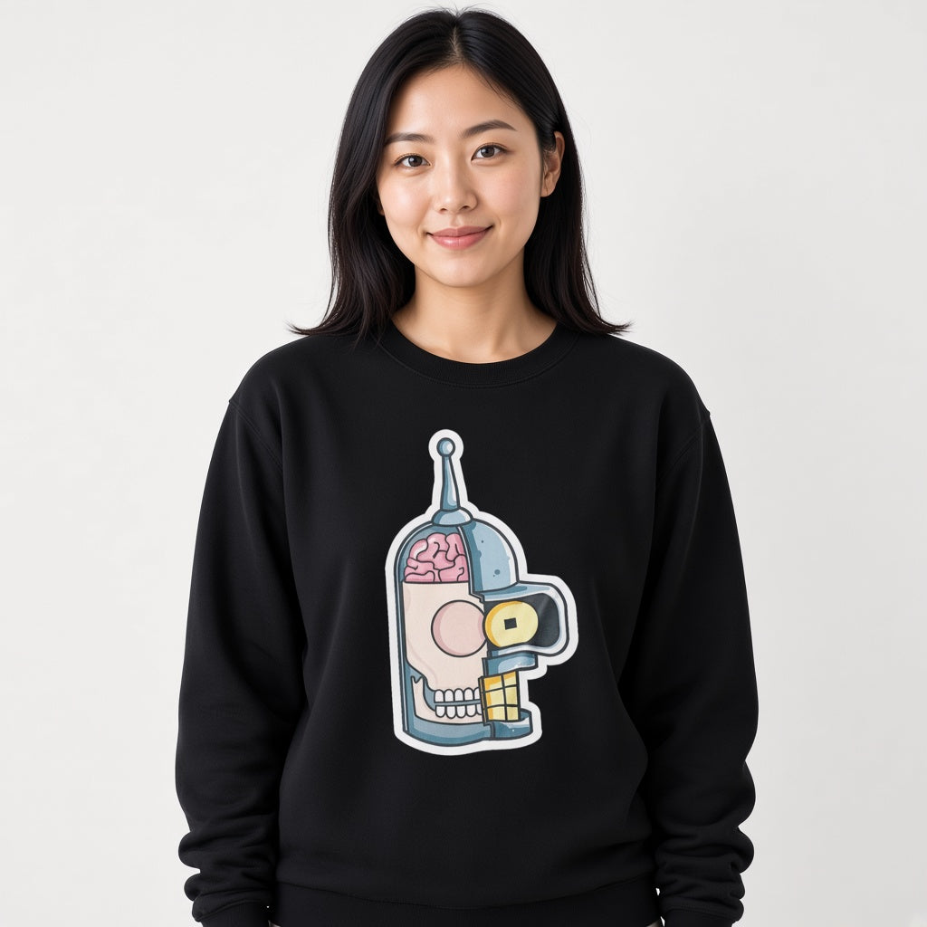 Half of bender's head sweatshirt, funny sweatshirt, graphic shirts, unisex tshirt, printed sweatshirt