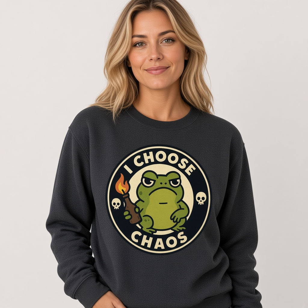 I Choose Chaos Funny Frog Sweatshirt