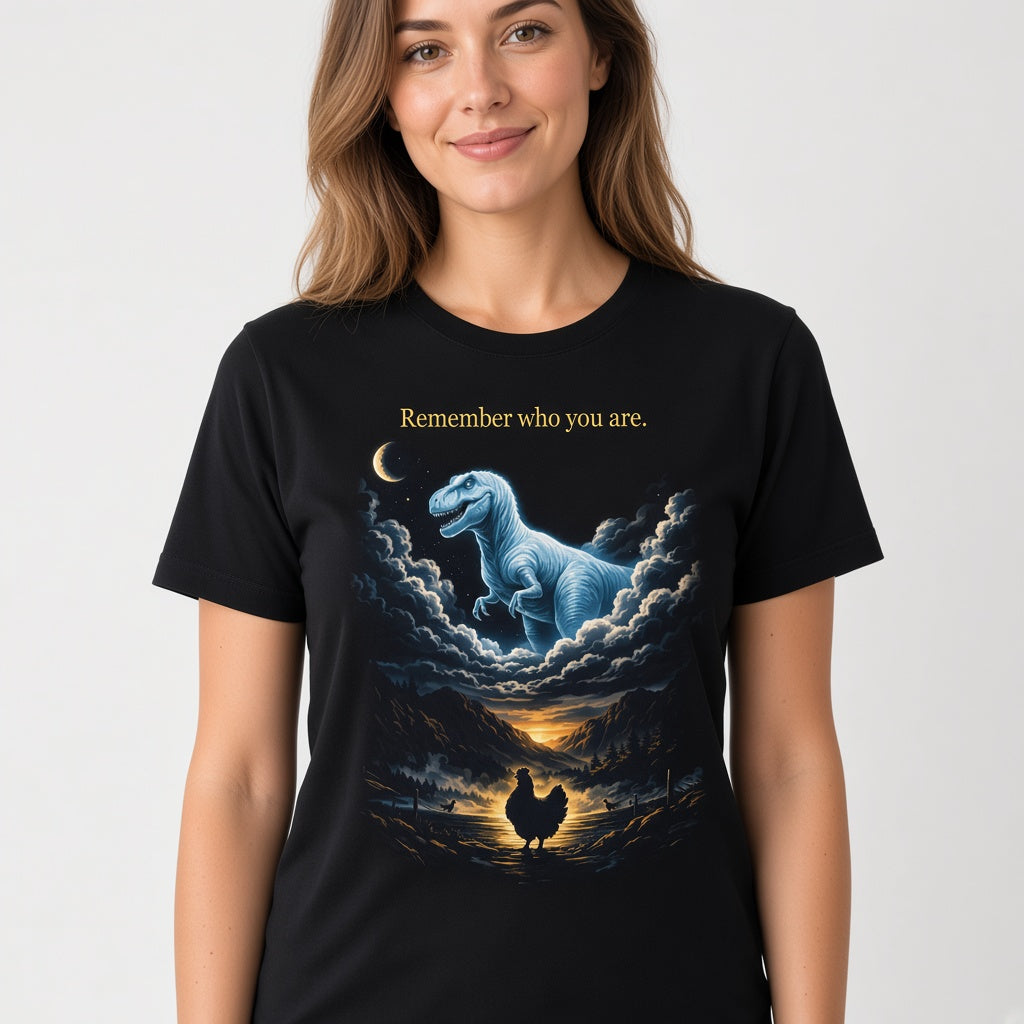 Remember Who You Are Funny Chicken and T-Rex T-Shirt