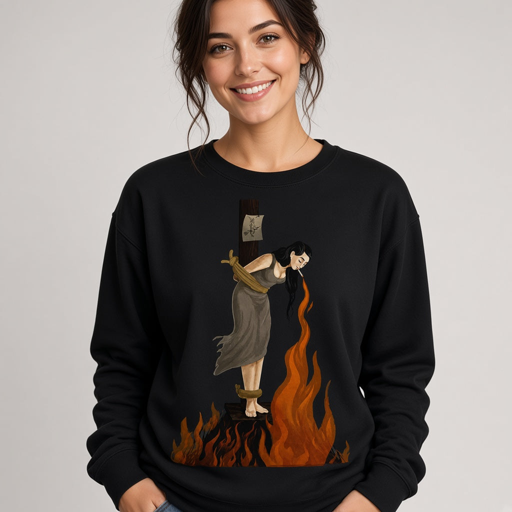 Witch Lighting a Cigarette at the Stake Sweatshirt