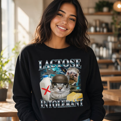 Lactose Intolerant Funny Cat Graphic Sweatshirt