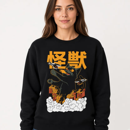 Kaiju Anime Cat Monster Sweatshirt, Funny Unisex sweatshirt