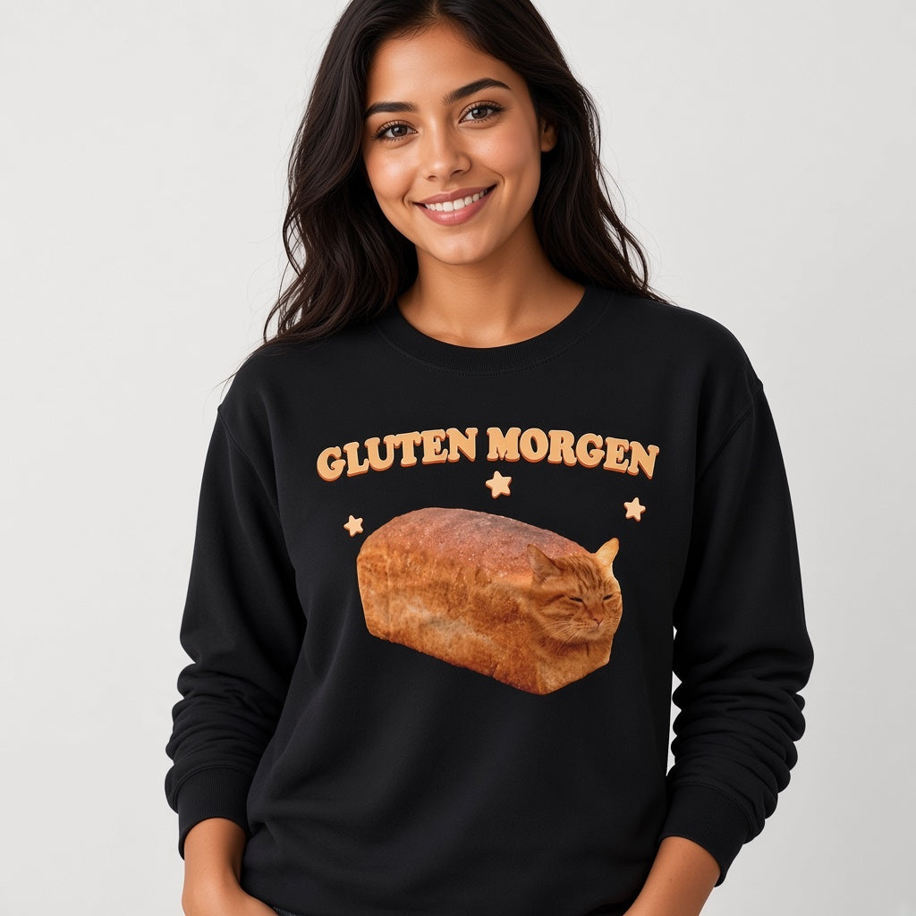 Gluten Morgen Funny Cat Bread Loaf Sweatshirt