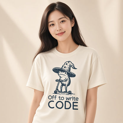 Funny Frog T-Shirt for Programmers, Off to Write Code