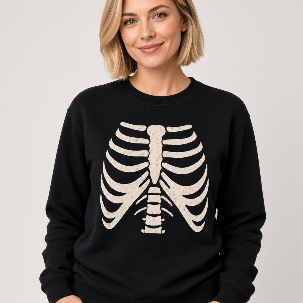 Skeleton Ribcage Scary Halloween Horror Bones Sweatshirt