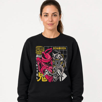 Japanese demon cyborg sweatshirt, funny sweatshirt, graphic shirts, Anime unisex tshirt