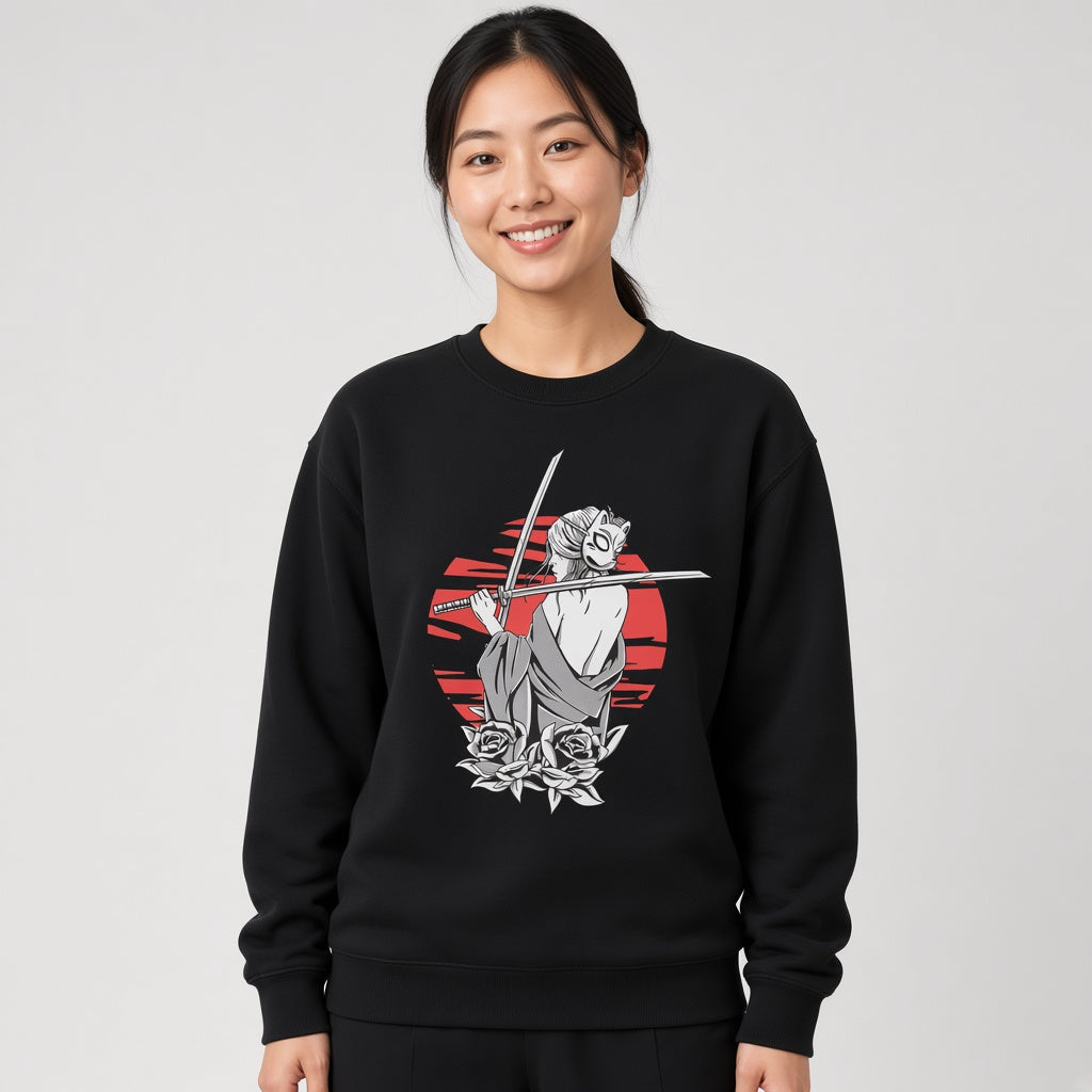 Girl in a fox mask sweatshirt, funny sweatshirt, graphic shirts, Anime unisex tshirt