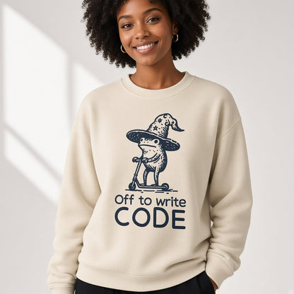 Funny Frog Sweatshirt for Programmers, Off to Write Code