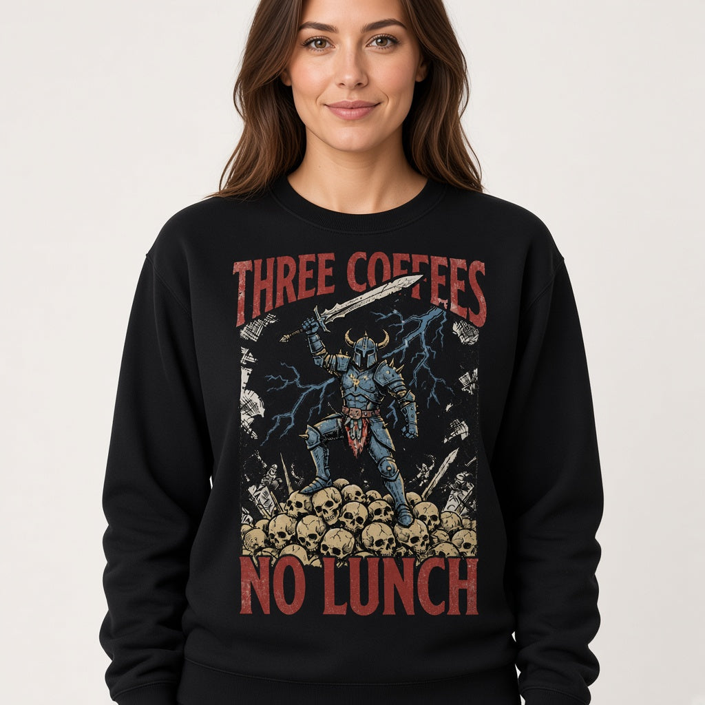 Three Coffees No Lunch Sweatshirt