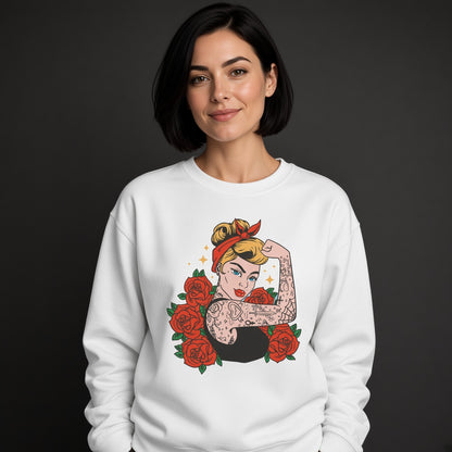 Girl with roses sweatshirt, funny sweatshirt, graphic shirts, unisex tshirt, printed sweatshirt