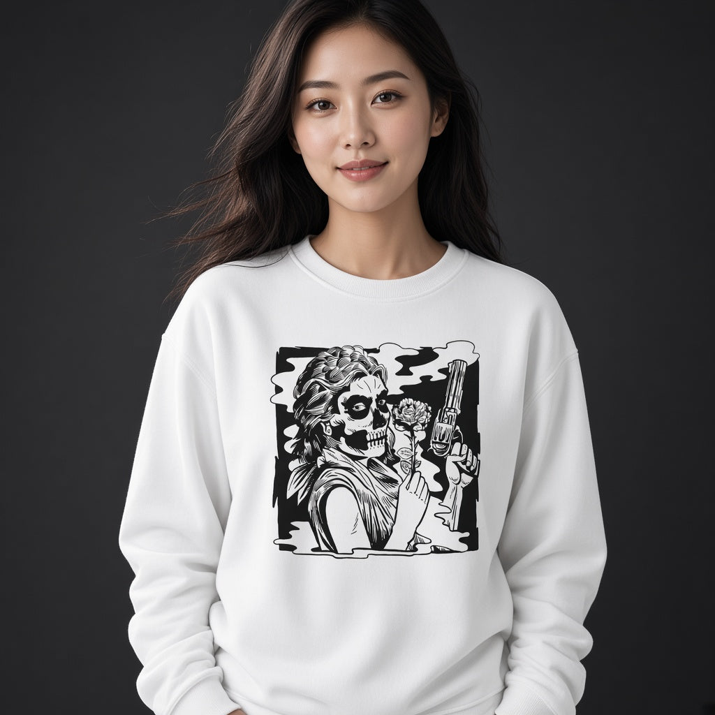 Girl with a gun sweatshirt, funny sweatshirt, graphic shirts, unisex tshirt, printed sweatshirt