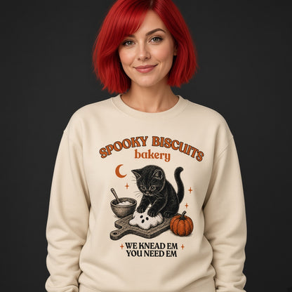 Kitty Biscuits Spooky Biscuits Halloween Bakery Cat Sweatshirt