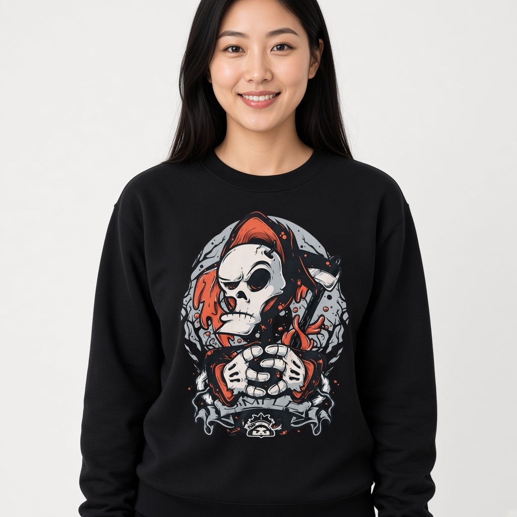 Skull in a cap sweatshirt, funny sweatshirt, graphic shirts, unisex tshirt, printed sweatshirt