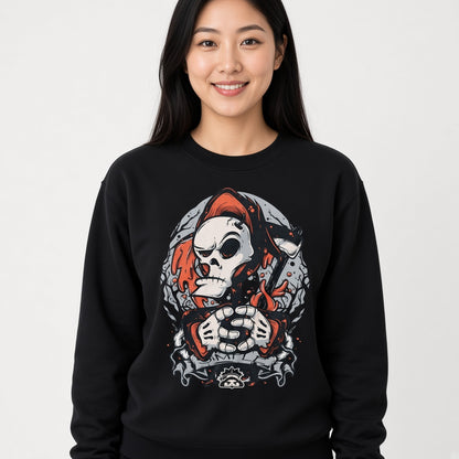 Skull in a cap sweatshirt, funny sweatshirt, graphic shirts, unisex tshirt, printed sweatshirt