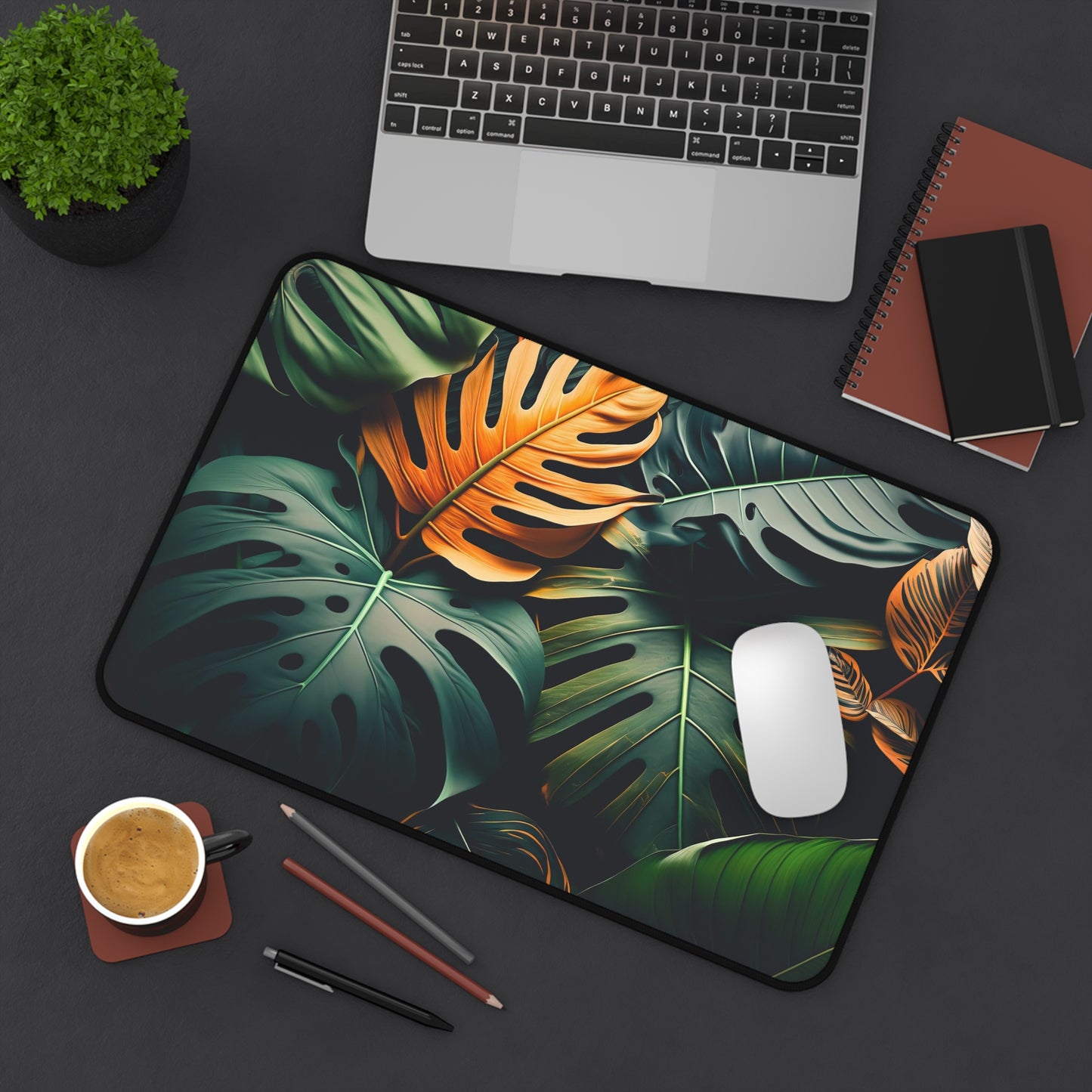 Exotic leaves Desk Mat, Gaming keyboard matt, mousepad large, XXL extended deskpad mouse pad - Bold Print