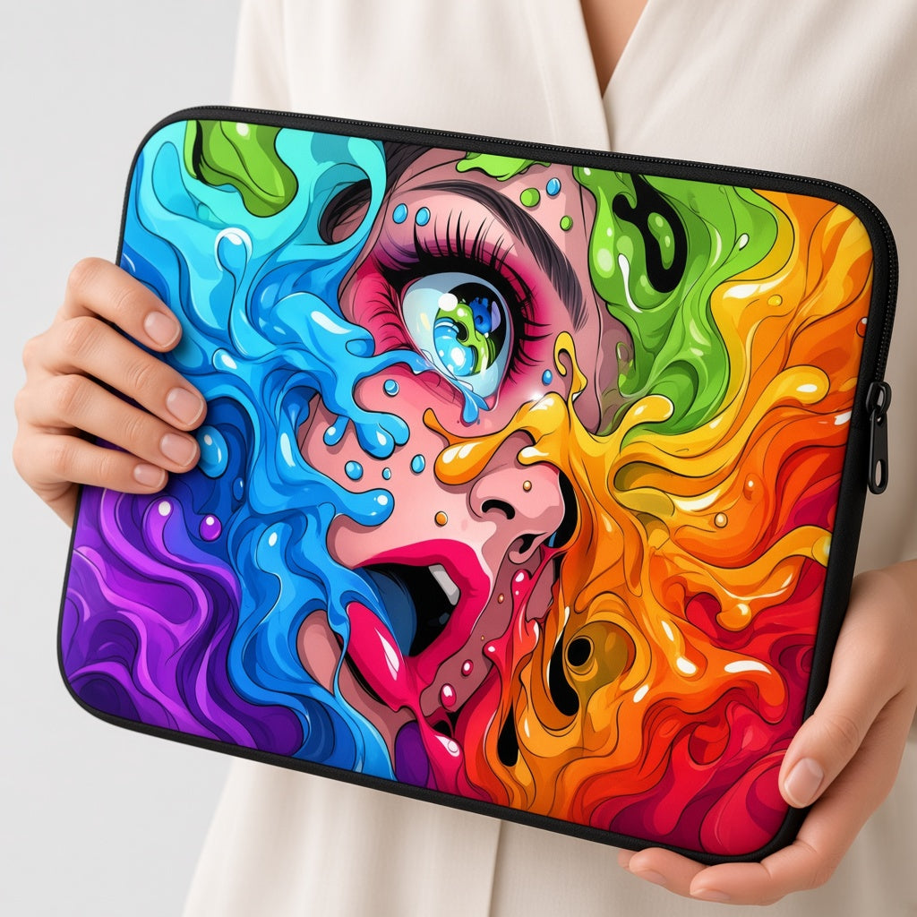 Colorful Paint Drip Pop Art Face Laptop Sleeve
