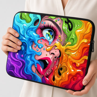Colorful Paint Drip Pop Art Face Laptop Sleeve