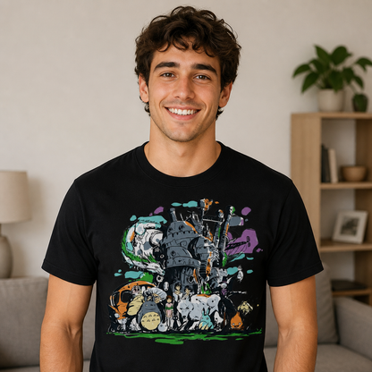 Forest Spirits Castle Collage T-Shirt
