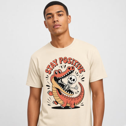 Stay Positive Funny Alligator Skeleton T-Shirt