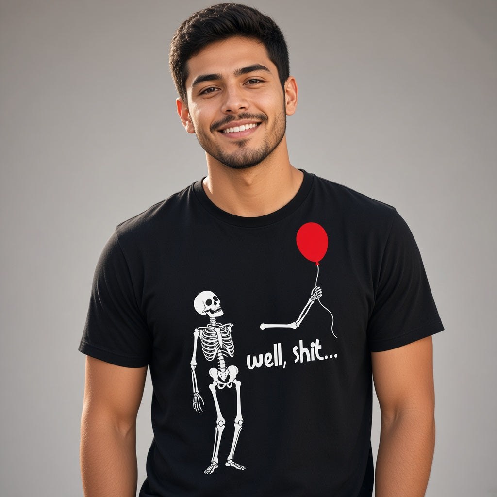 Well Shit Funny Skeleton Balloon T-Shirt