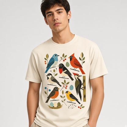 Retro Backyard Birds T-Shirt for Bird Watchers