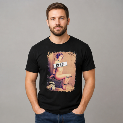 REBEL Funny Sci-Fi Princess Parody Pin Up T-Shirt