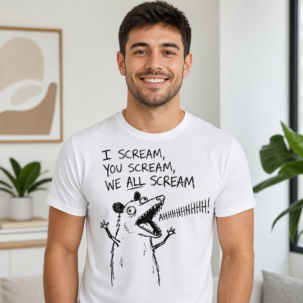I Scream You Scream We All Scream Funny Opossum Dark Humor T-Shirt