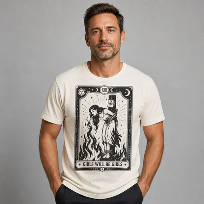 Girls Will Be Girls Witch With Cigarette Feminist Halloween Women's Rights T-Shirt