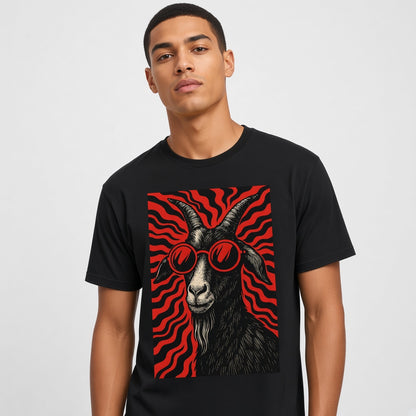 Cool Goat in Red Sunglasses Retro T-Shirt