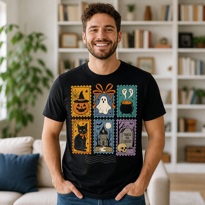 Cute Ghost Cat Halloween Cute Ghost Funny T-Shirt