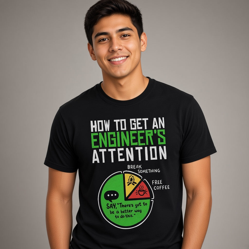 How to Get an Engineer's Attention Funny Pie Chart T-Shirt