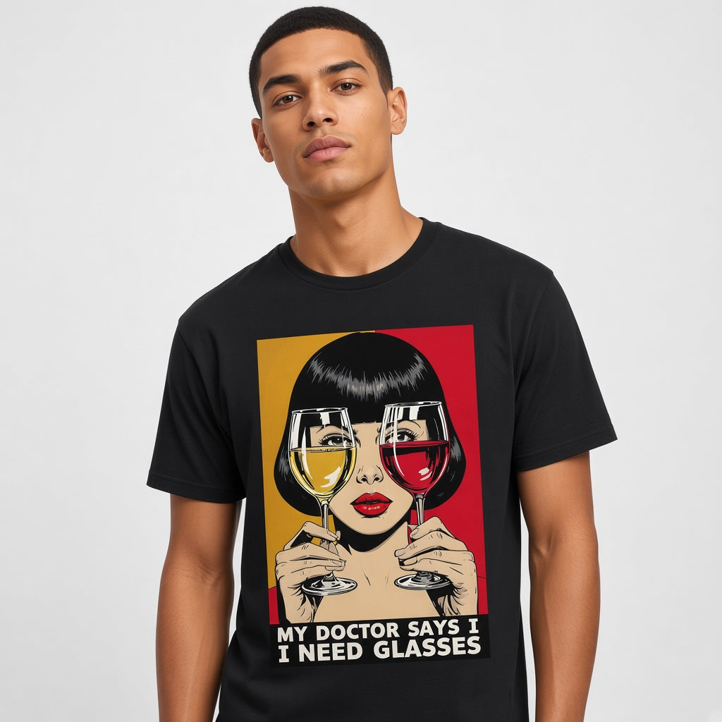 My Doctor Says I Need Glasses Funny Wine T-Shirt