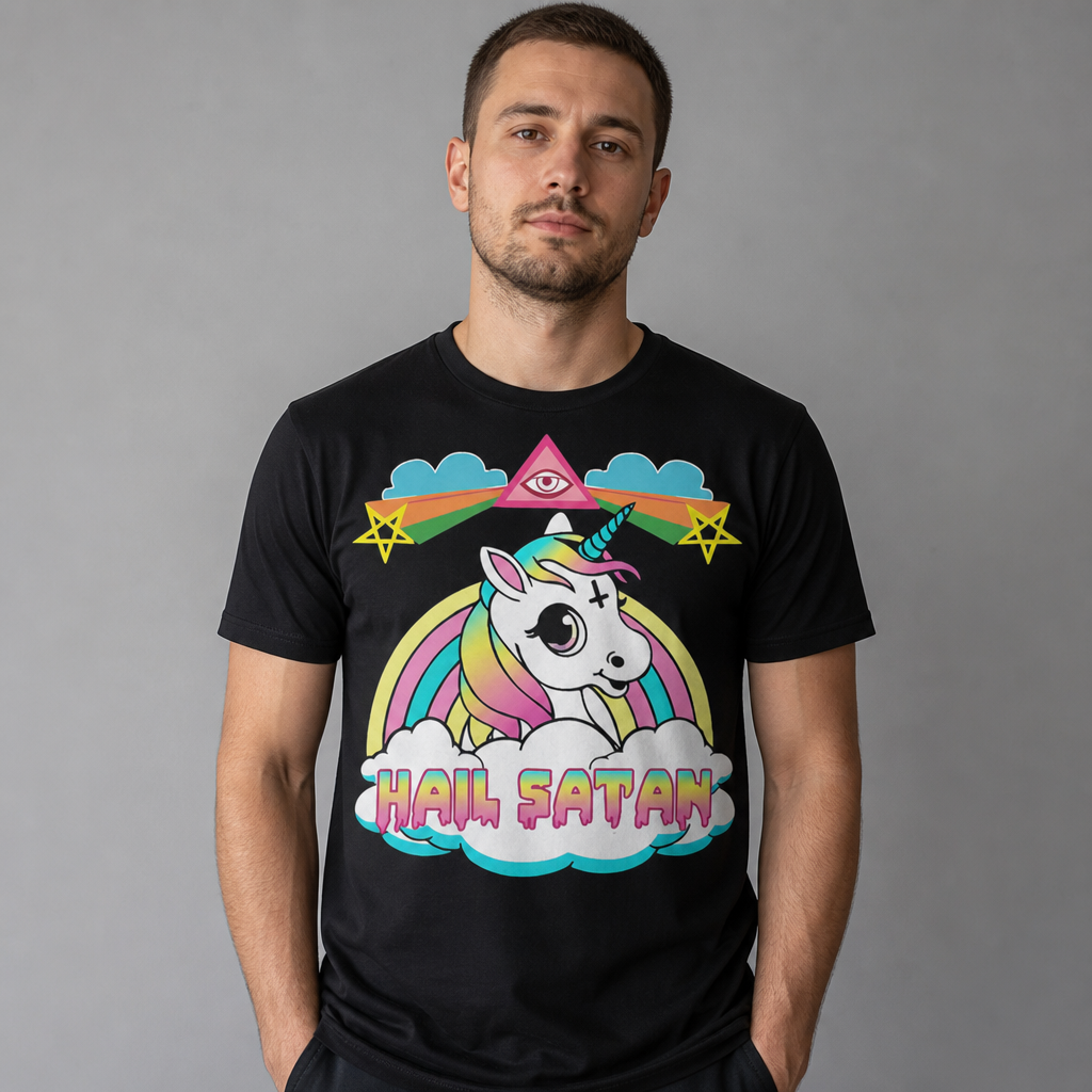 Hail Satan Rainbow Unicorn T-Shirt