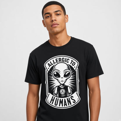 Allergic to Humans Funny Alien T-Shirt