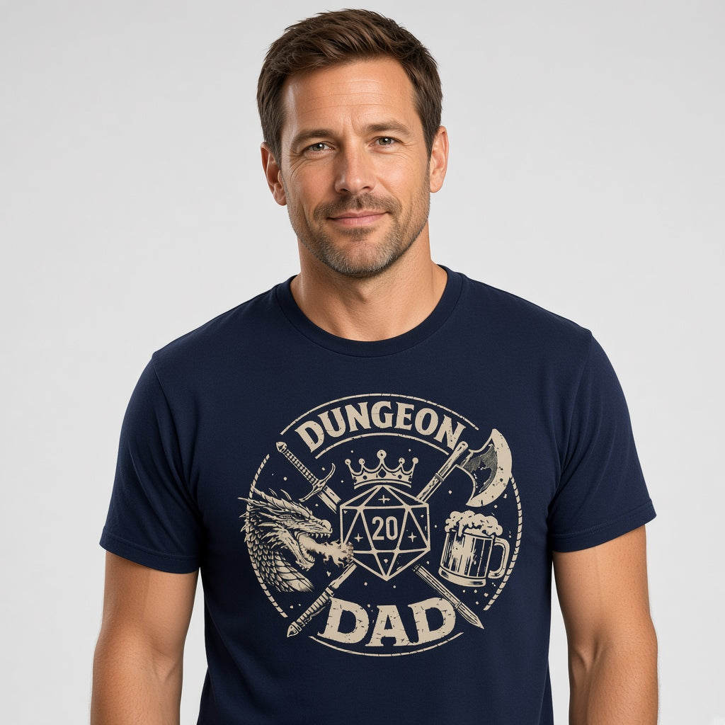 Dungeon Dad Funny D&D D20 T-Shirt
