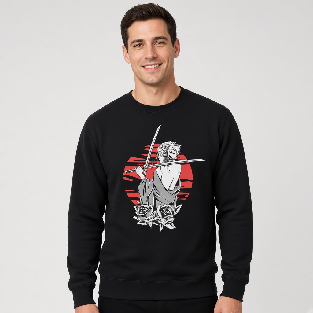 Girl in a fox mask sweatshirt, funny sweatshirt, graphic shirts, Anime unisex tshirt