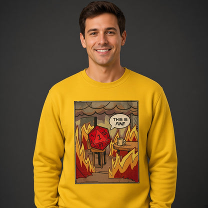 This Is Fine Funny D&D D20 Sweatshirt