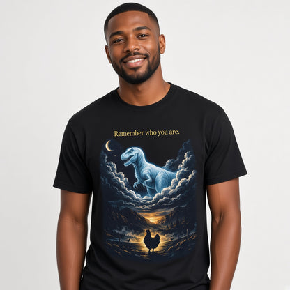 Remember Who You Are Funny Chicken and T-Rex T-Shirt