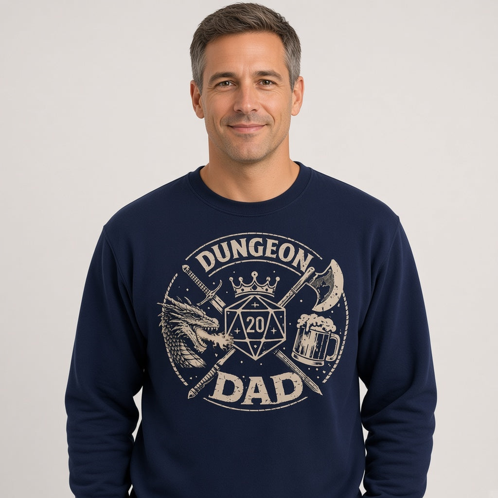 Dungeon Dad Funny D&D D20 Sweatshirt