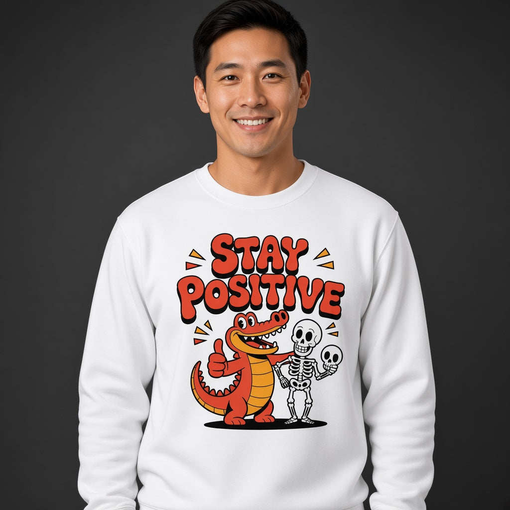 Stay Positive Alligator Thumbs Up Funny Sweatshirt