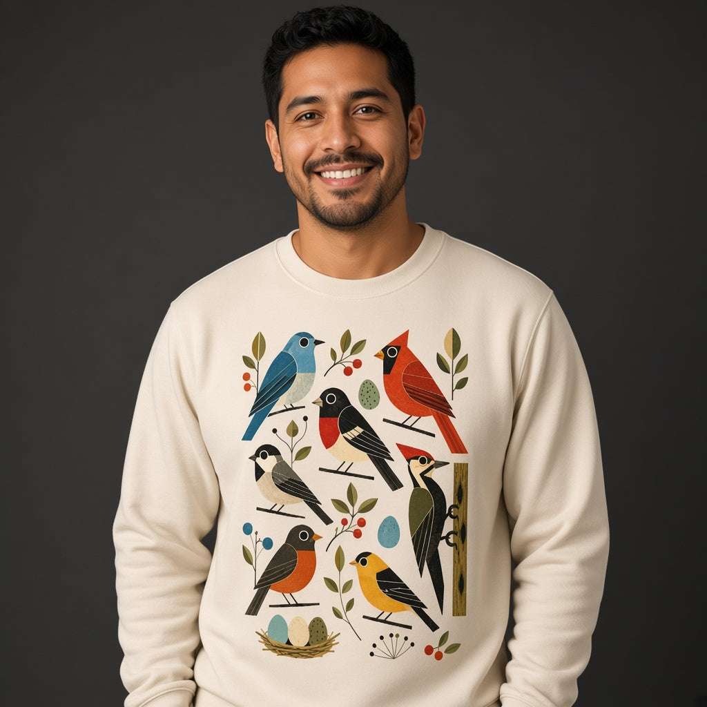 Retro Backyard Birds Sweatshirt for Bird Watchers